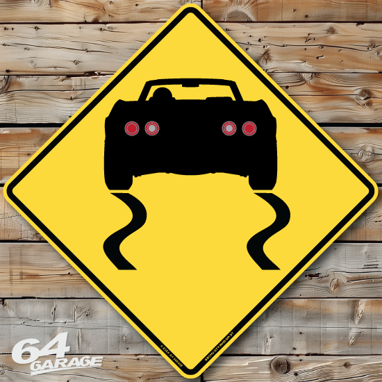 1969 Corvette Big Block Convertible Rear View Sign With Side Pipes and With Driver