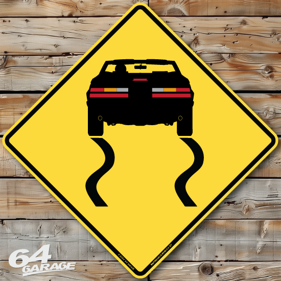 1986 Ford Mustang GT Convertible Rear View Sign with Driver
